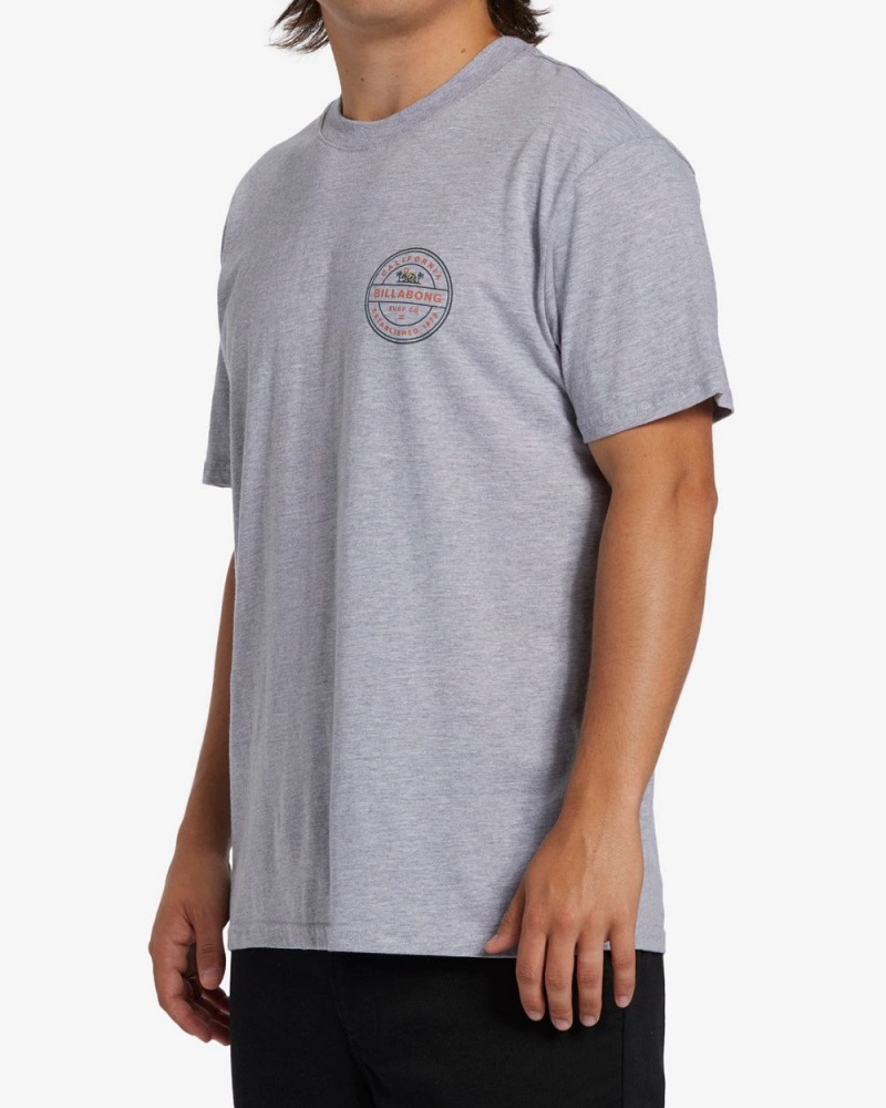 Grey Heather Men's Billabong Rotor California Short Sleeve T-Shirt | 190732BZA