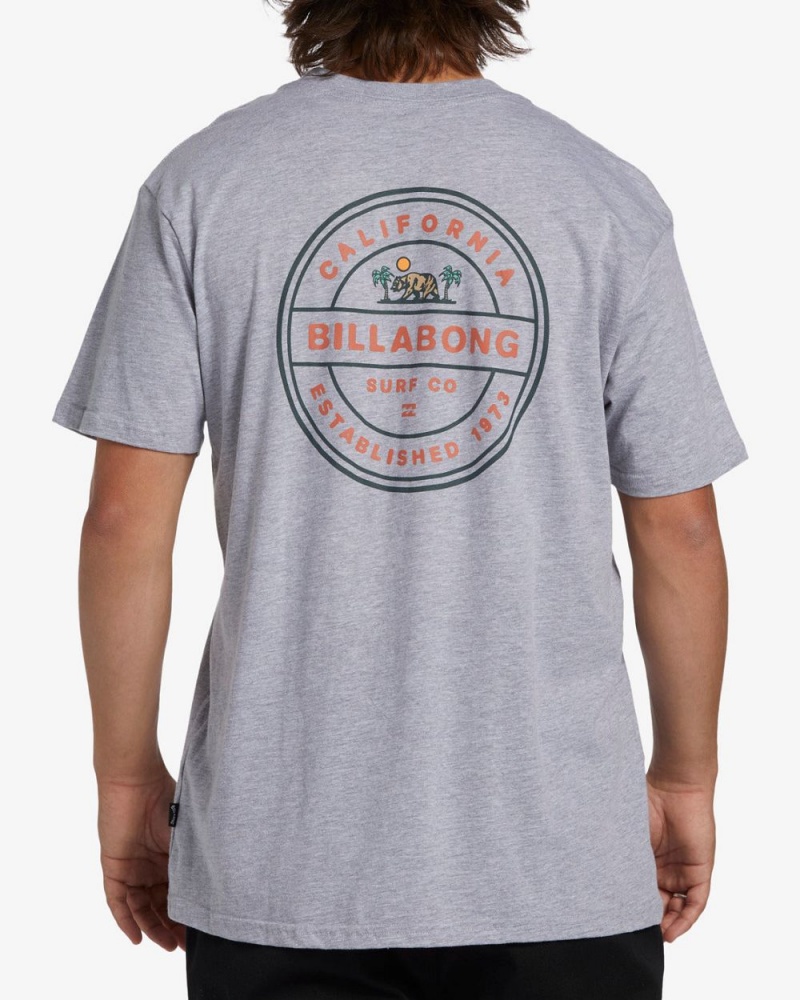 Grey Heather Men's Billabong Rotor California Short Sleeve T-Shirt | 190732BZA