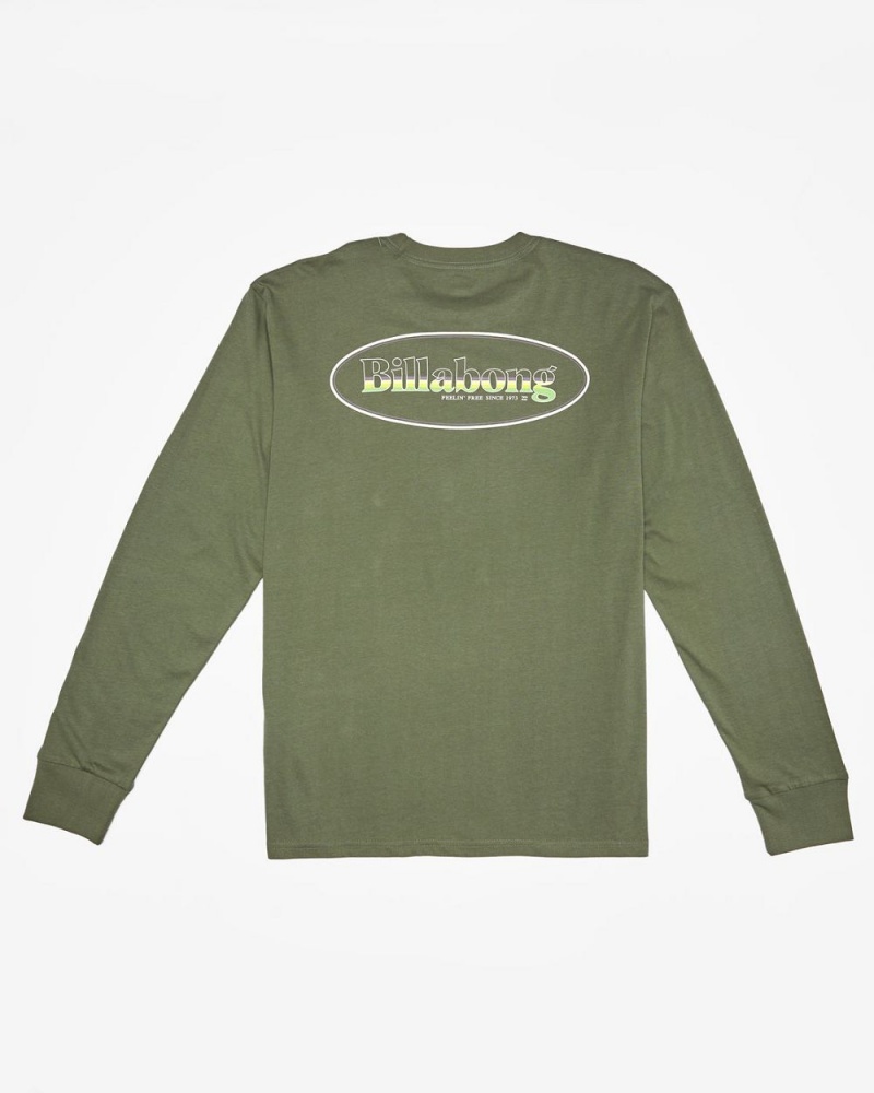 Khaki Men's Billabong Walled Long Sleeve T-Shirt | 976350WEQ