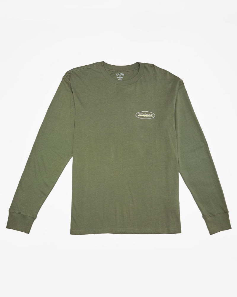 Khaki Men's Billabong Walled Long Sleeve T-Shirt | 976350WEQ