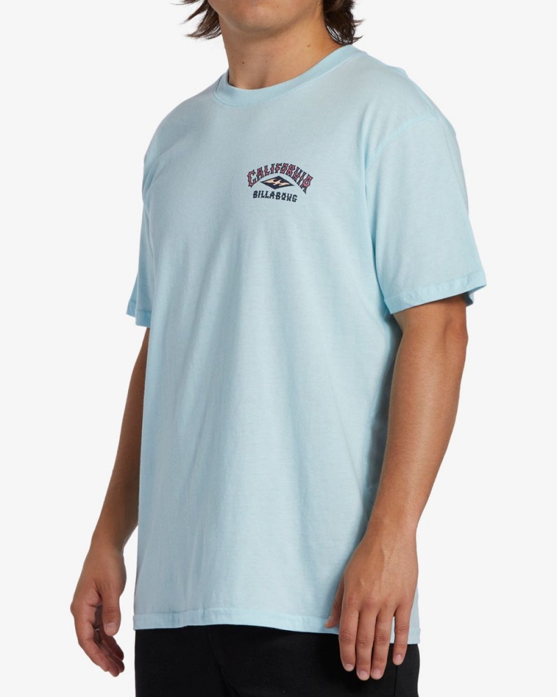 Light Blue Men's Billabong Arch California Short Sleeve T-Shirt | 146970LVY