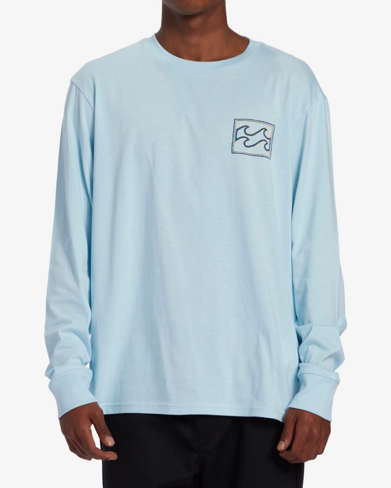 Light Blue Men's Billabong Crayon Wave Long Sleeve T-Shirt | 209385OVF