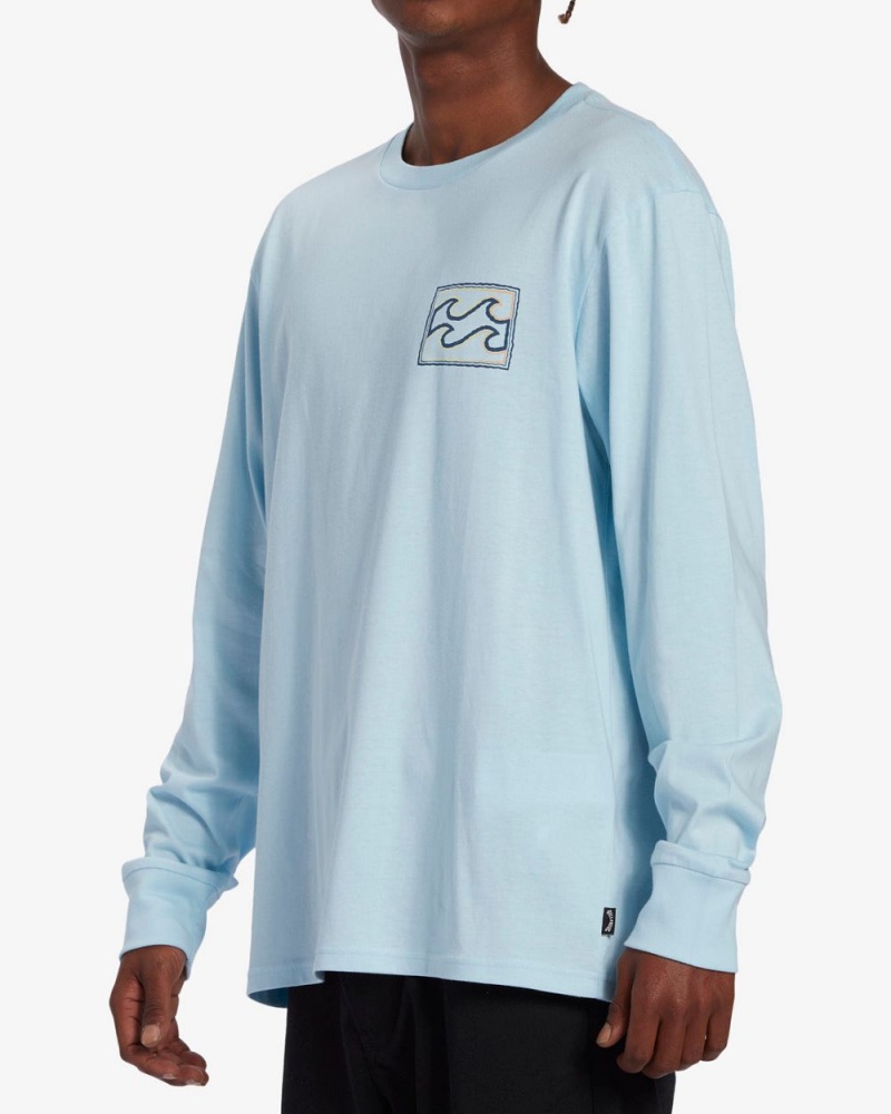 Light Blue Men's Billabong Crayon Wave Long Sleeve T-Shirt | 209385OVF