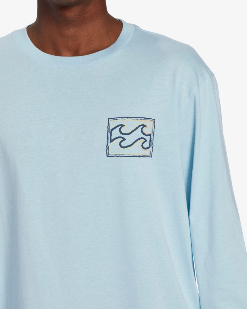 Light Blue Men's Billabong Crayon Wave Long Sleeve T-Shirt | 209385OVF