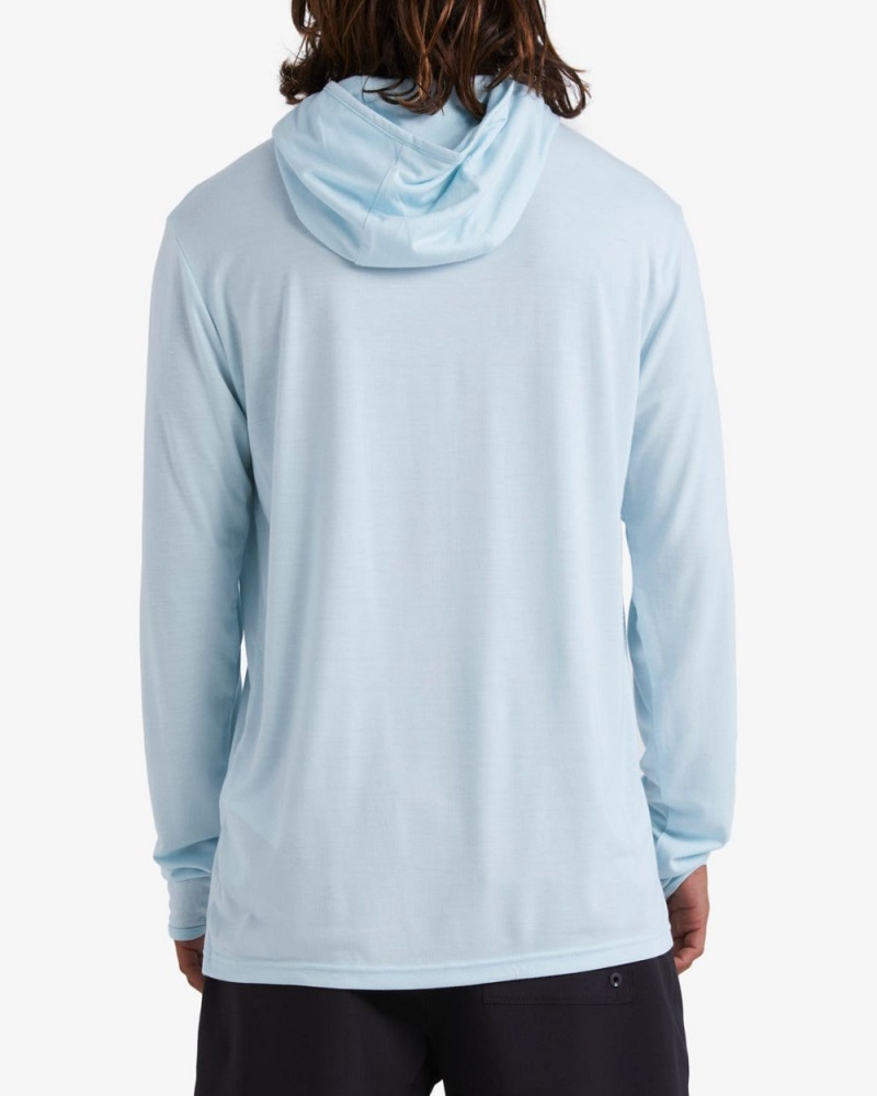 Light Blue Men's Billabong Eclipse Hooded Long Sleeve Surf T-Shirt | 206453ZED