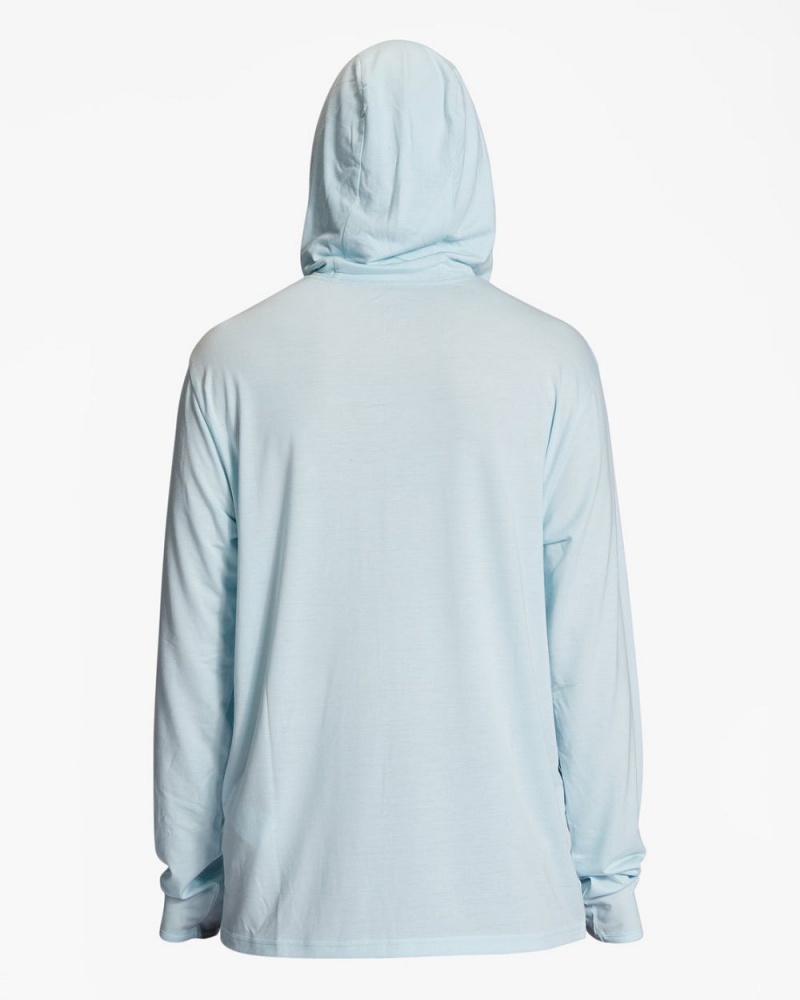 Light Blue Men's Billabong Eclipse Hooded Long Sleeve Surf T-Shirt | 206453ZED