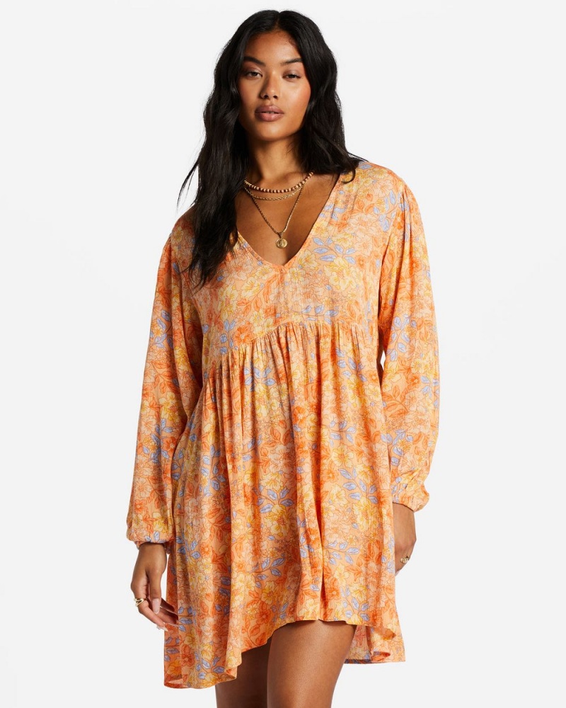 Light Orange Women\'s Billabong Secret Wish Babydoll Dress | 493260YNK