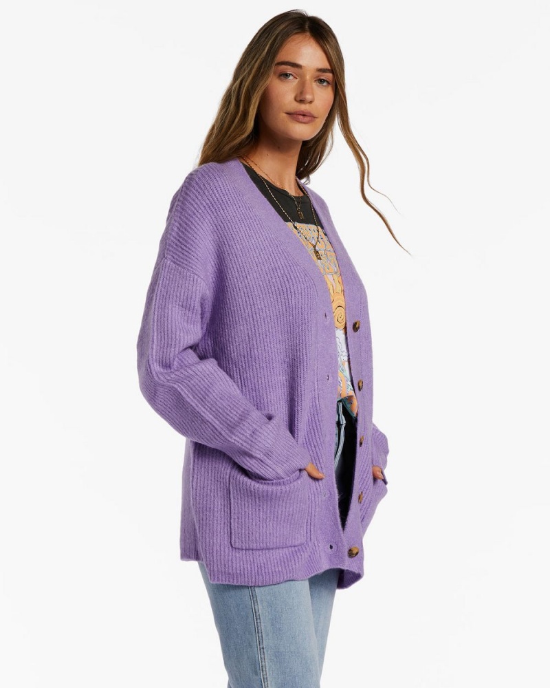 Lilac Breeze Women's Billabong So Chill Cardigan Sweater | 430287FKB