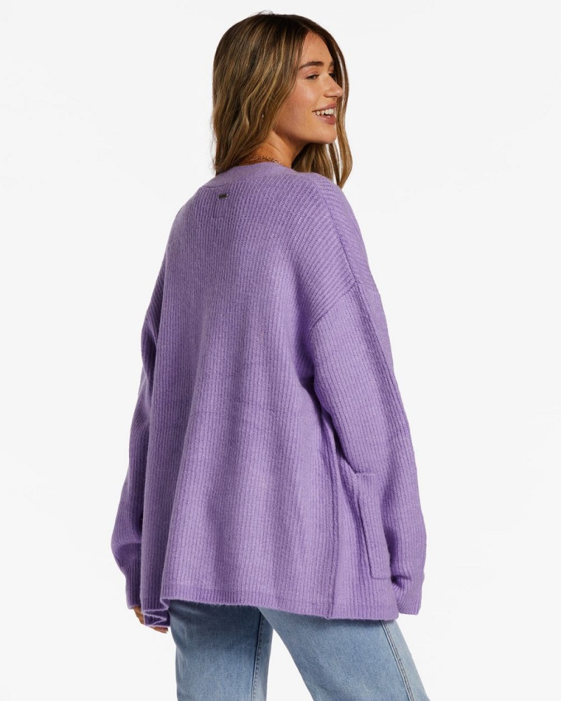 Lilac Breeze Women's Billabong So Chill Cardigan Sweater | 430287FKB