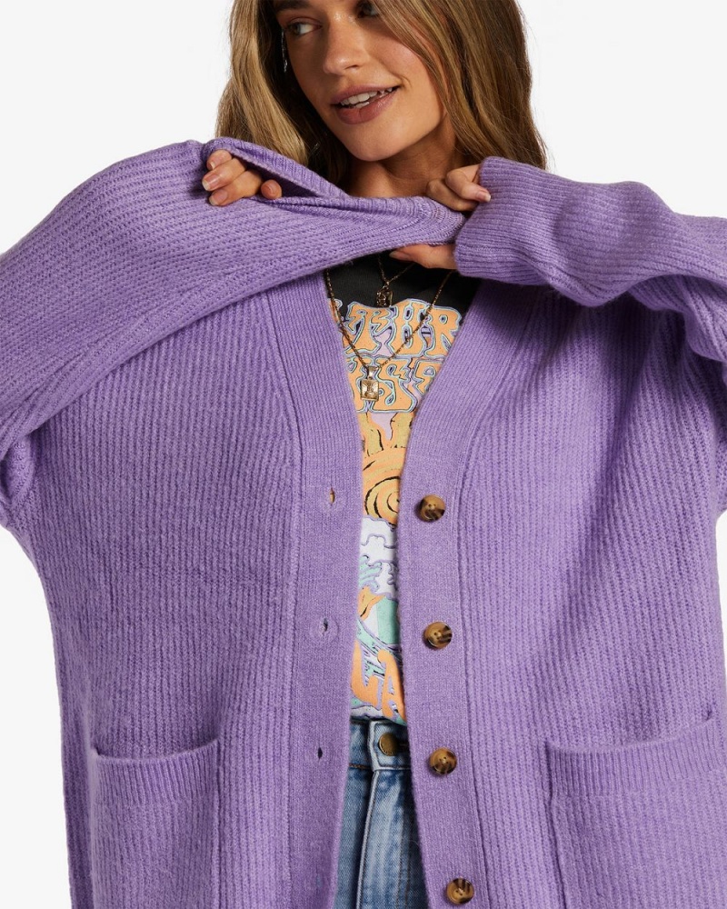 Lilac Breeze Women's Billabong So Chill Cardigan Sweater | 430287FKB