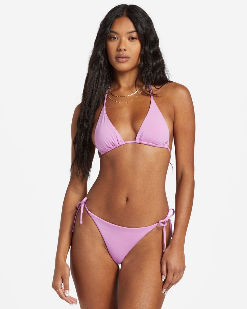 Lush Lilac Women's Billabong Sol Searcher Tie-Side Tanga Bikini Bottoms | 296047QLT