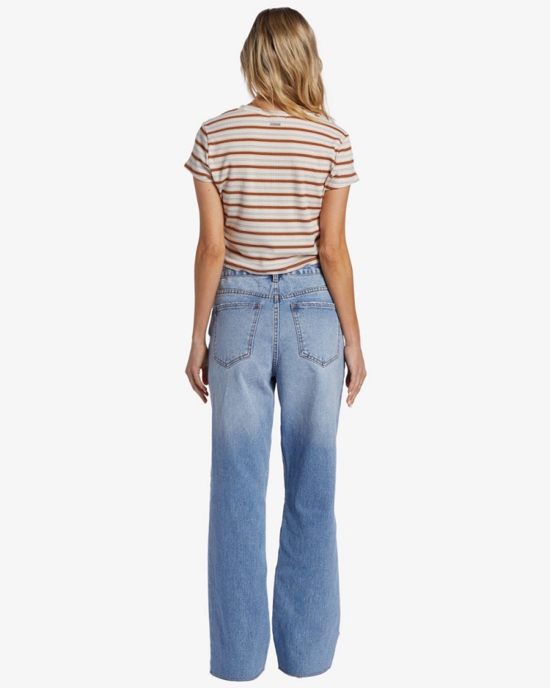 Medium Indigo Fade Women's Billabong Rachel Low Waist Denim Pants | 905642JGQ