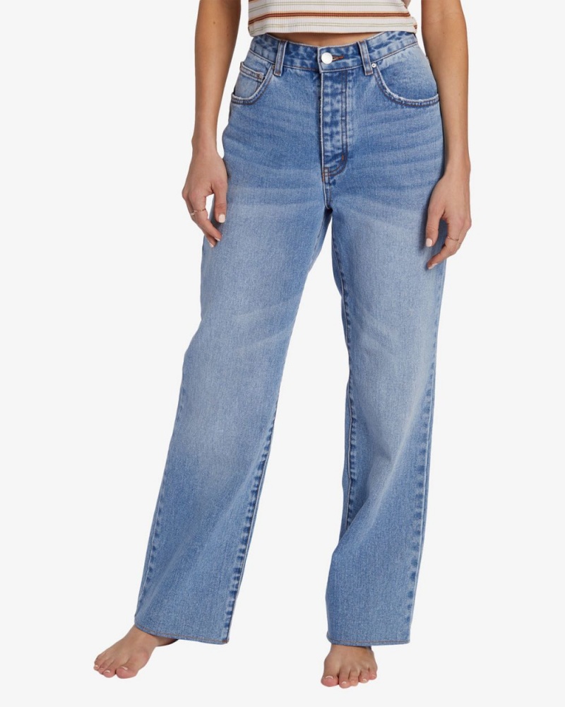 Medium Indigo Fade Women's Billabong Rachel Low Waist Denim Pants | 905642JGQ