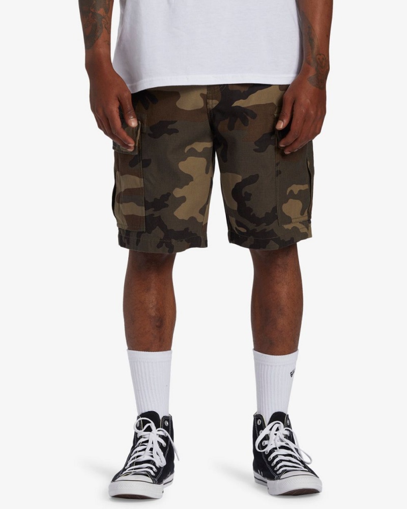 Military Camo Men\'s Billabong Combat Cargo Shorts | 826975UIZ