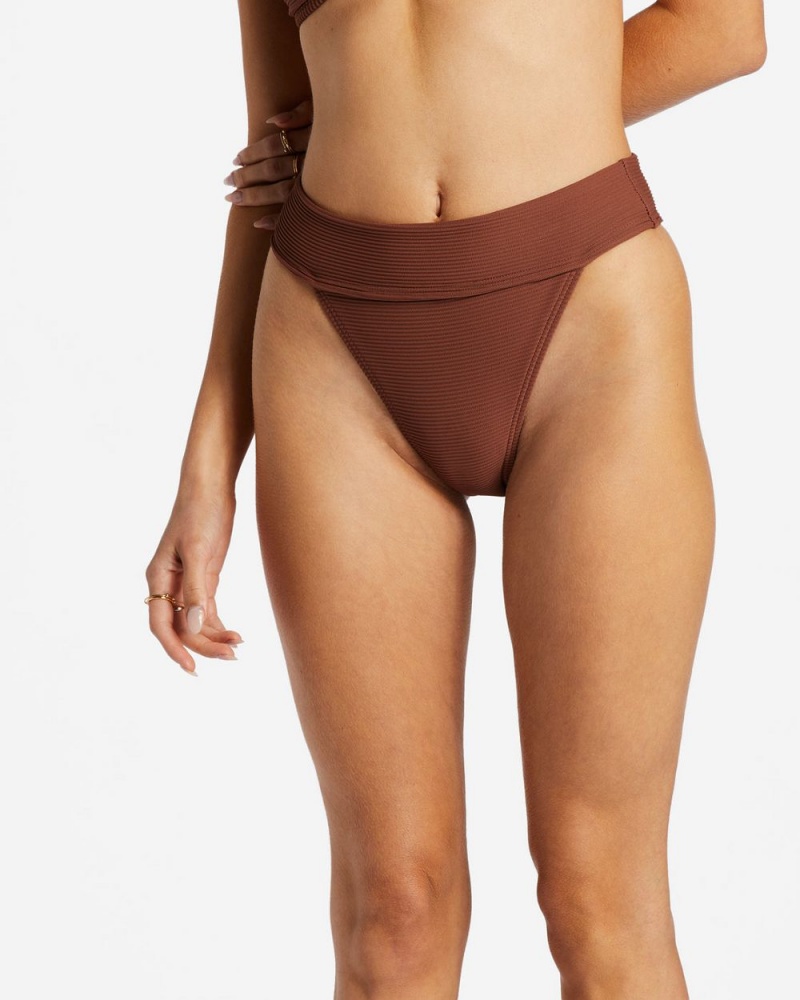 Mocha Women's Billabong Tanlines Aruba Bikini Bottoms | 428651QAI