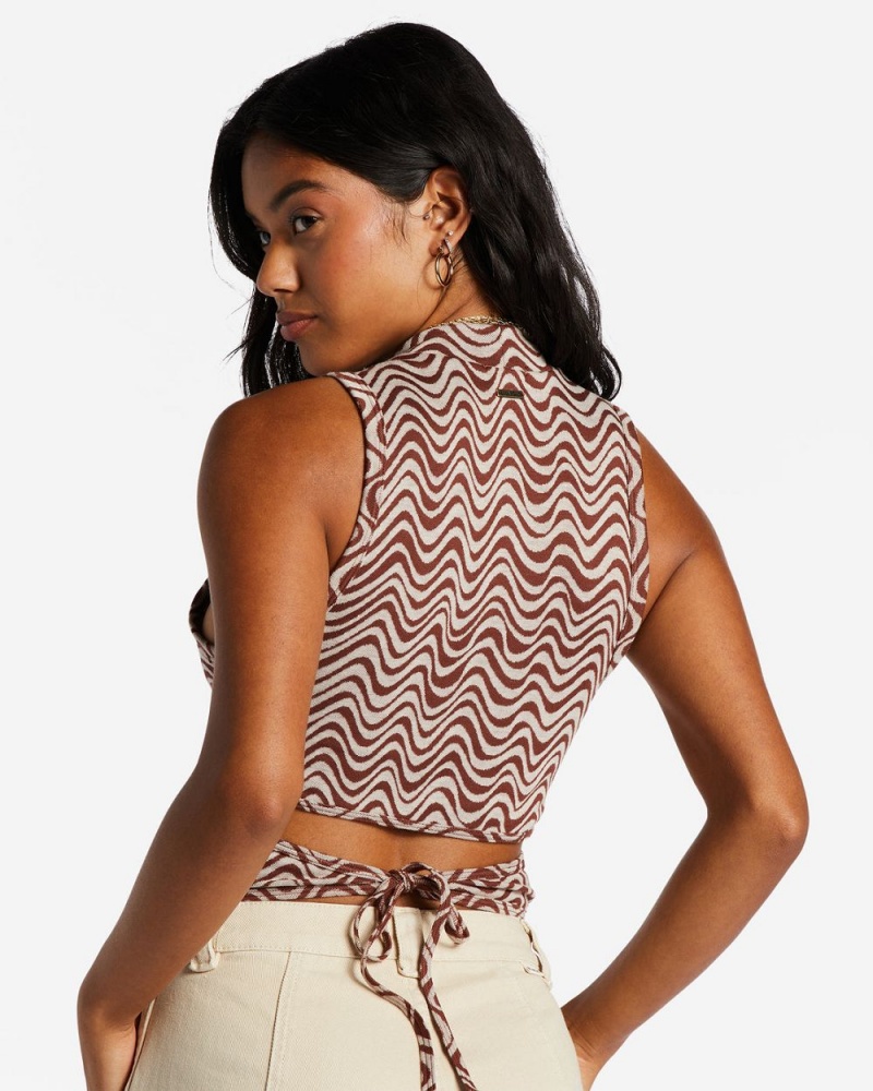 Mocha Women's Billabong Wavey Babe Knitted Tank Top | 984517OXW