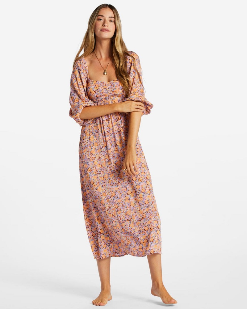 Multi 1 Women's Billabong Swept Away Midi Dress | 837120JIO