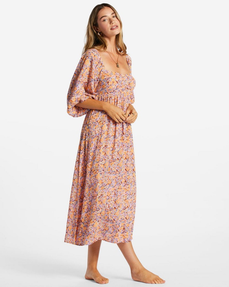 Multi 1 Women's Billabong Swept Away Midi Dress | 837120JIO