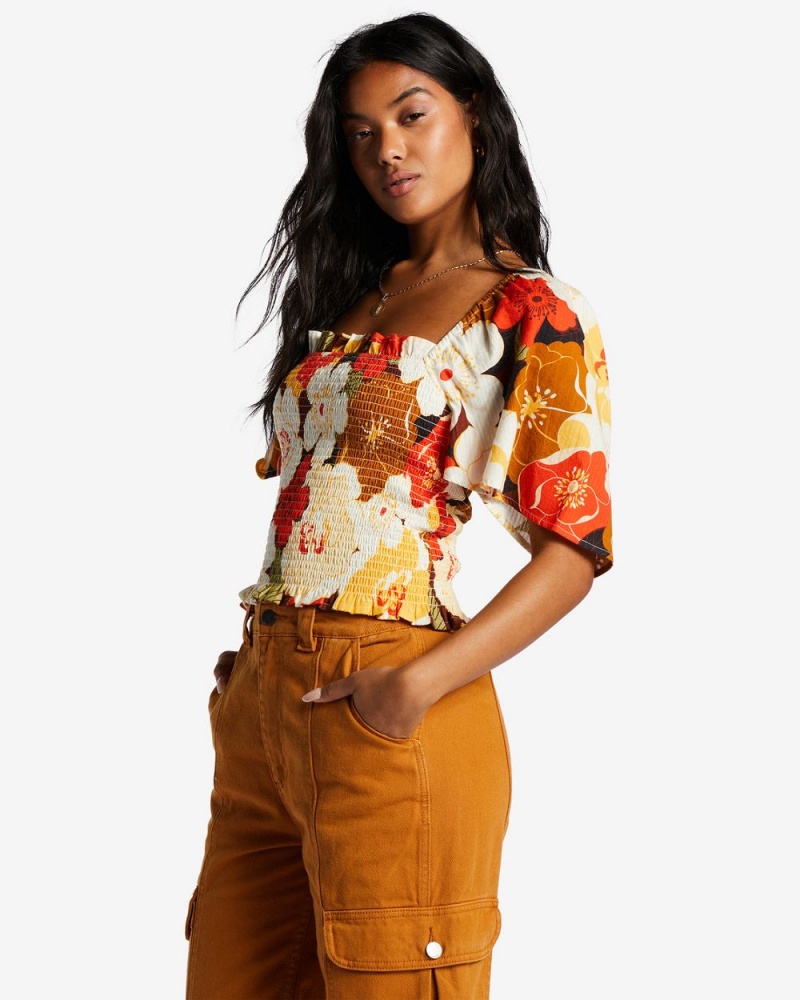 Multi Women's Billabong Golden Daze Crop Top | 934756QSK