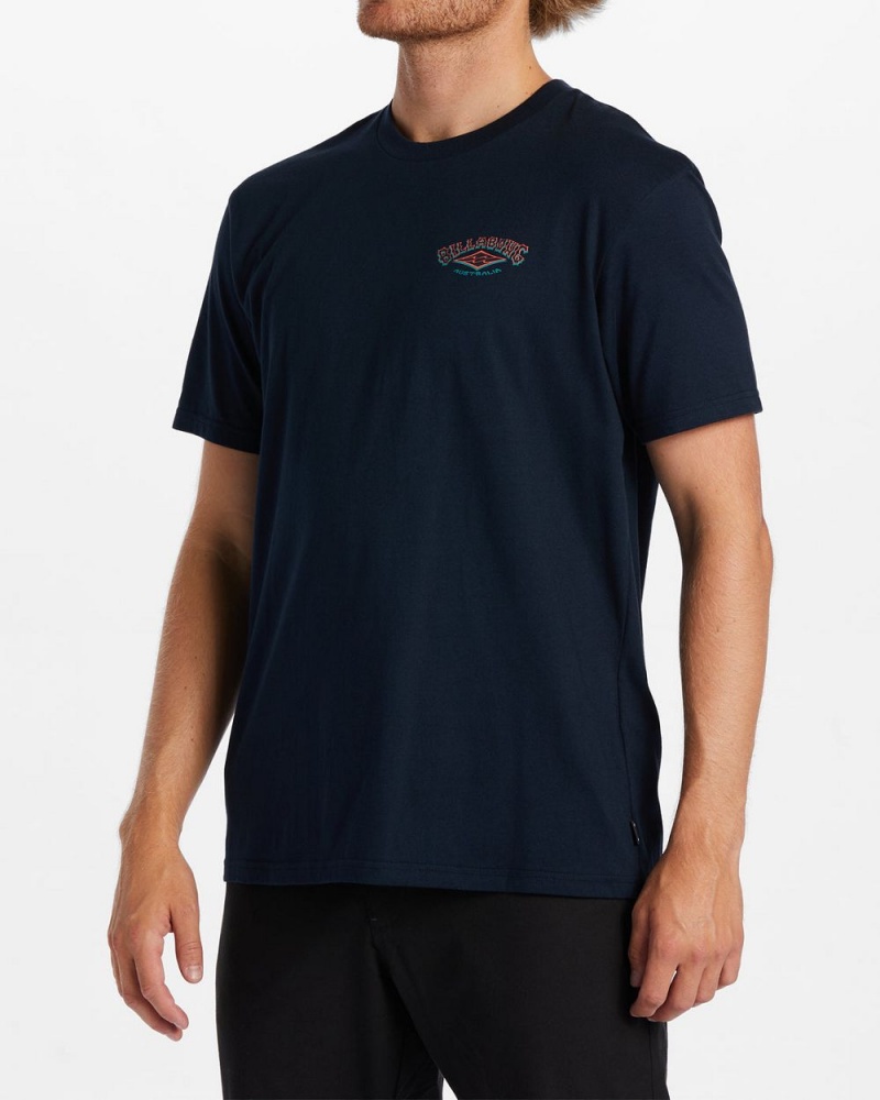 Navy Men's Billabong A/Div Arch T-Shirt | 261547TBJ