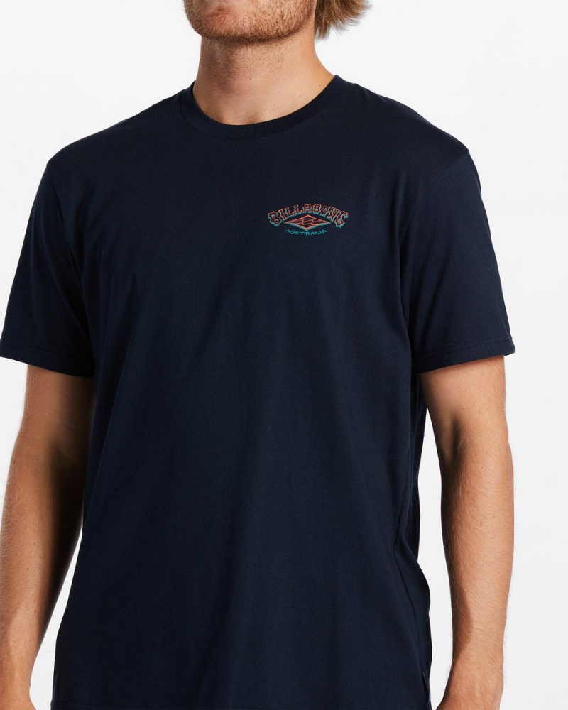 Navy Men's Billabong A/Div Arch T-Shirt | 261547TBJ