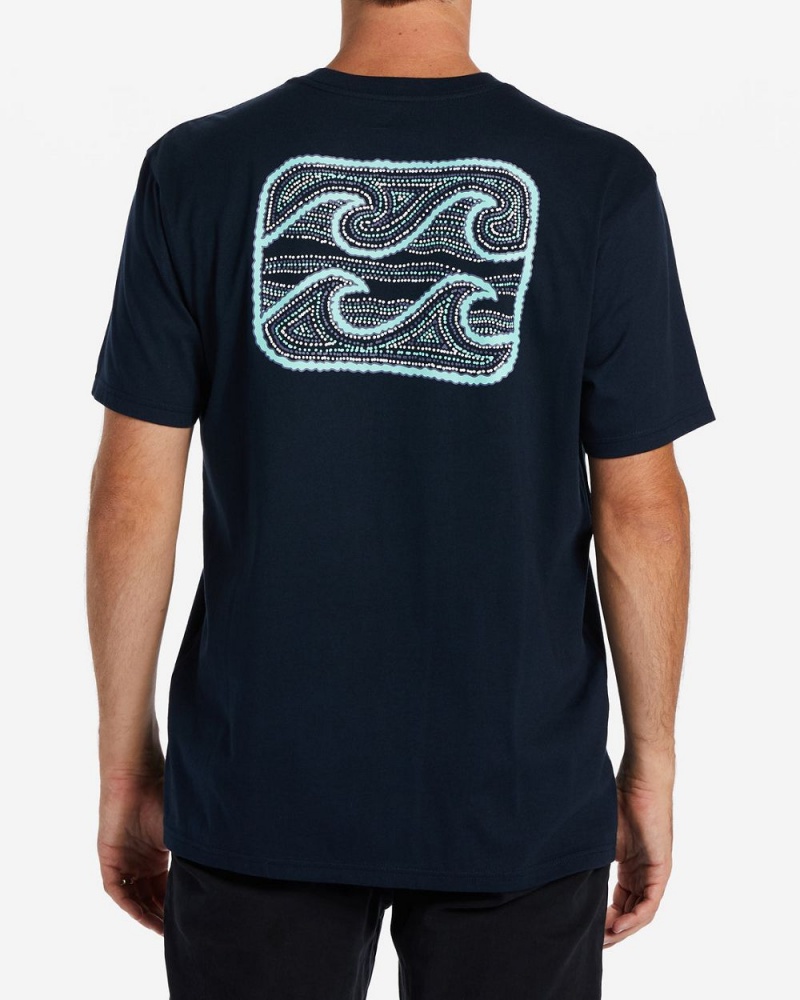 Navy Men's Billabong Crayon Wave T-Shirt | 752936ANT