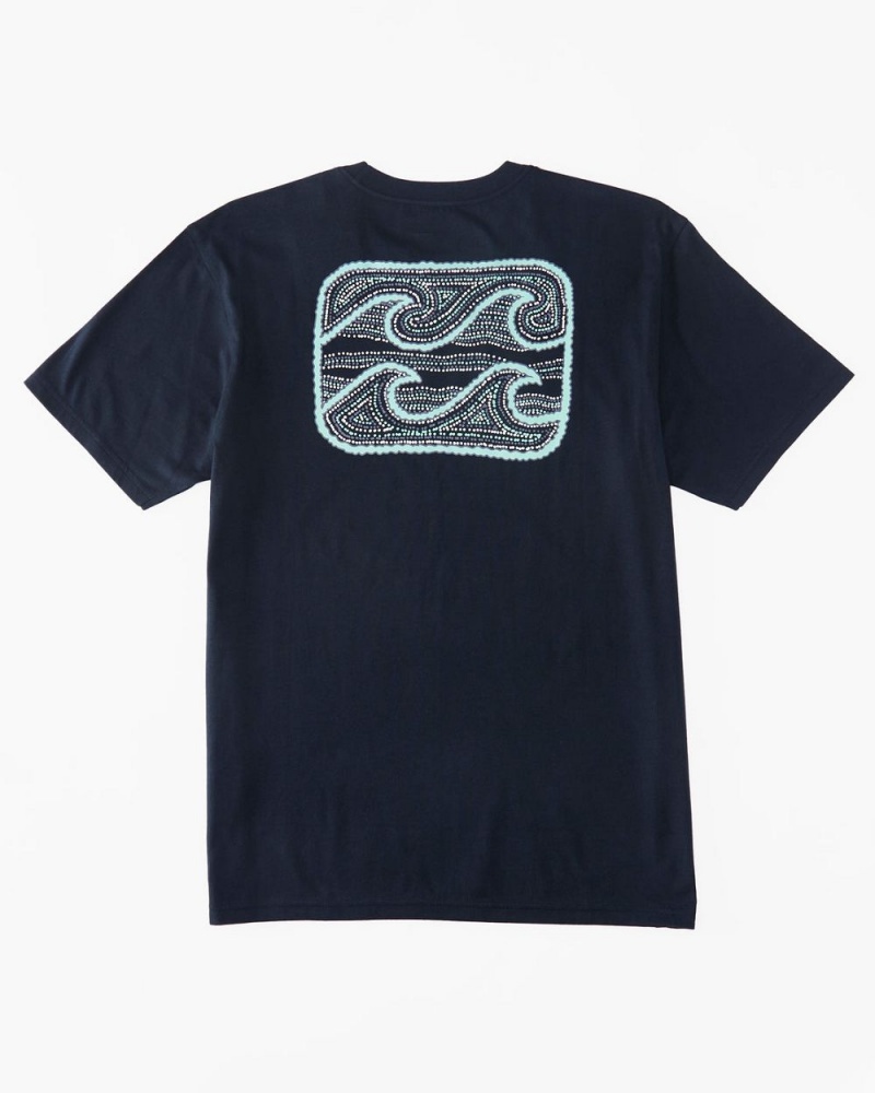 Navy Men's Billabong Crayon Wave T-Shirt | 752936ANT