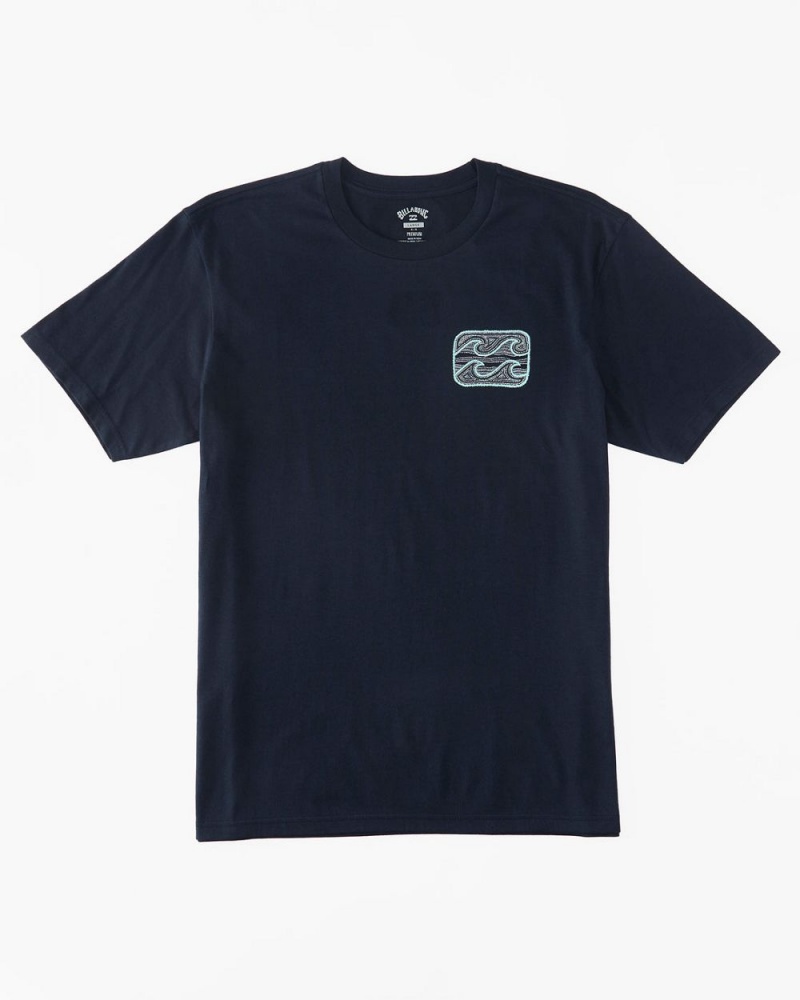 Navy Men's Billabong Crayon Wave T-Shirt | 752936ANT