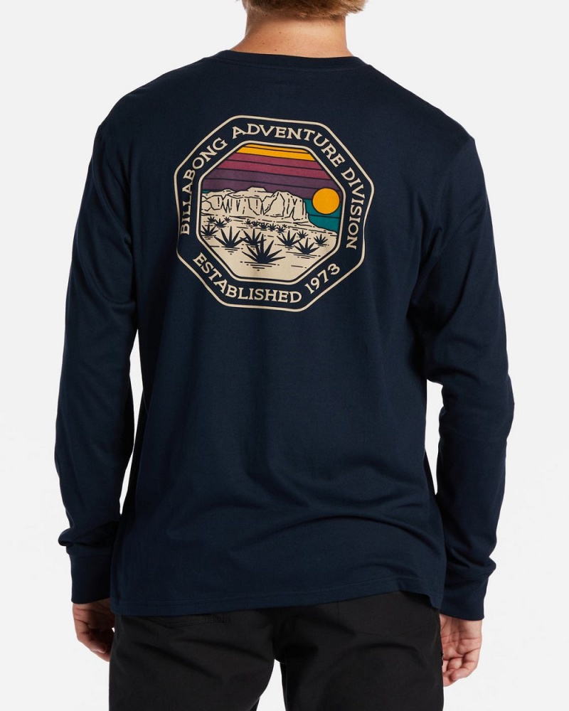 Navy Men's Billabong Rockies Long Sleeve T-Shirt | 258930ATX