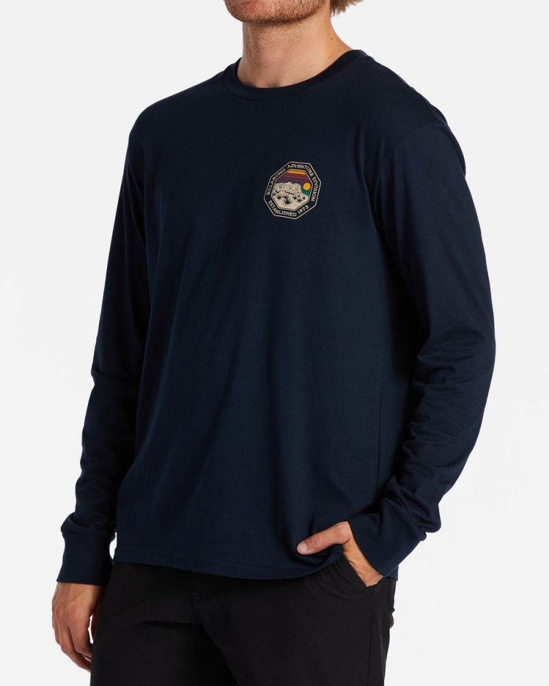 Navy Men's Billabong Rockies Long Sleeve T-Shirt | 258930ATX