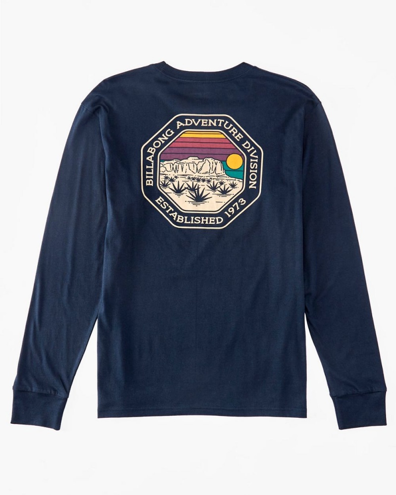 Navy Men's Billabong Rockies Long Sleeve T-Shirt | 258930ATX