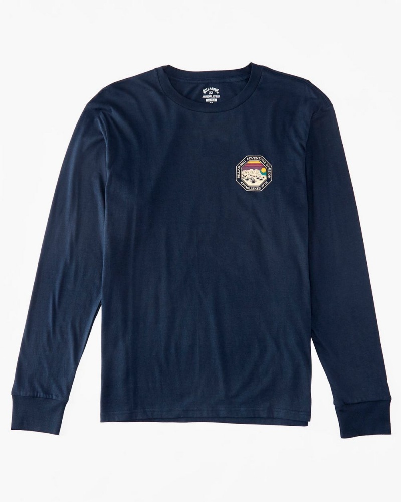 Navy Men's Billabong Rockies Long Sleeve T-Shirt | 258930ATX