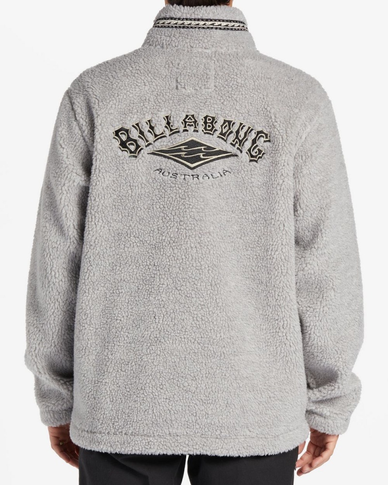 Oatmeal Heather Men's Billabong Boundary Tombstone Mock-Neck Sweatshirt | 659320WIF