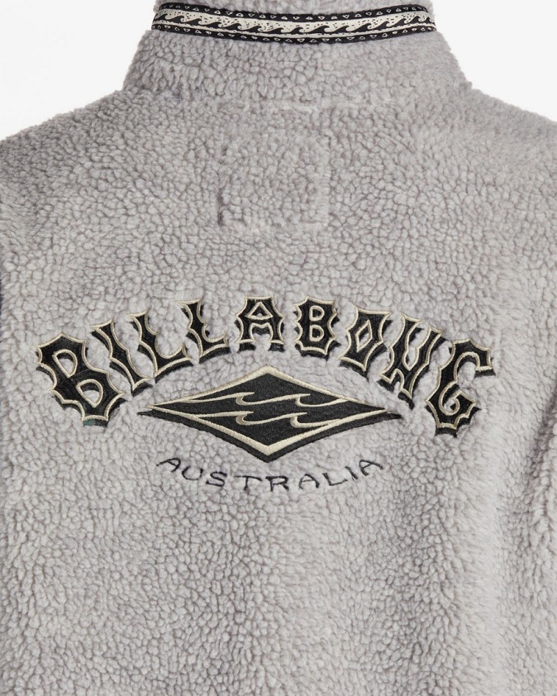 Oatmeal Heather Men's Billabong Boundary Tombstone Mock-Neck Sweatshirt | 659320WIF