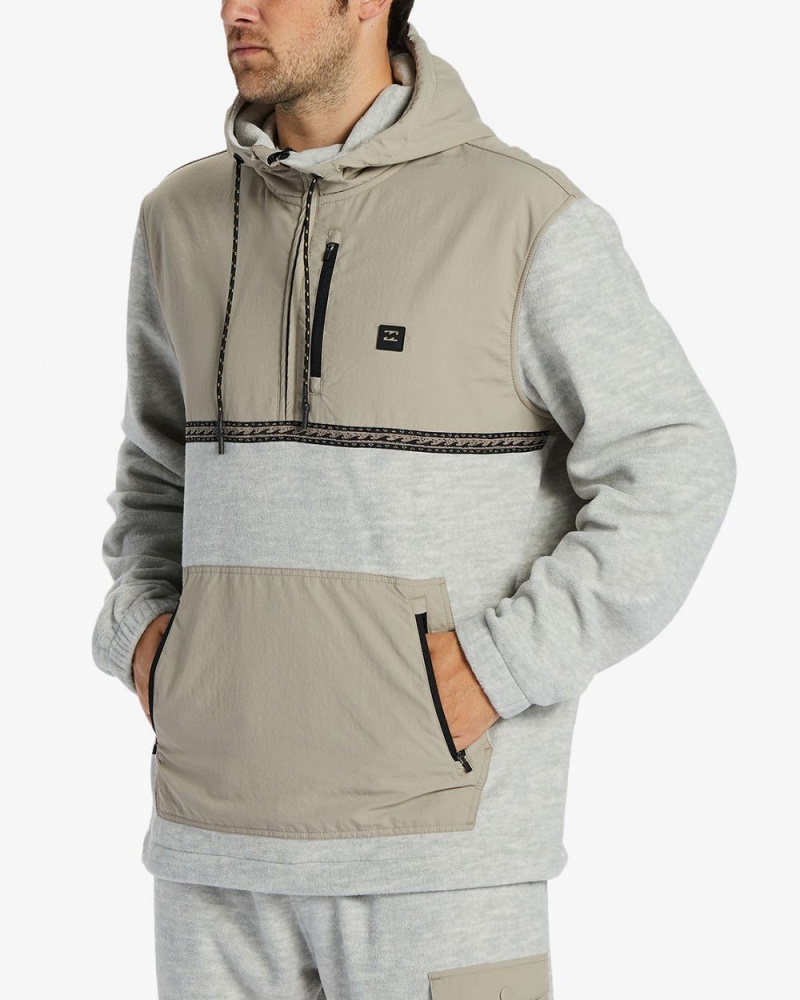 Oatmeal Heather Men's Billabong Boundary Graphene Half-Zip Fleece | 102897TMQ