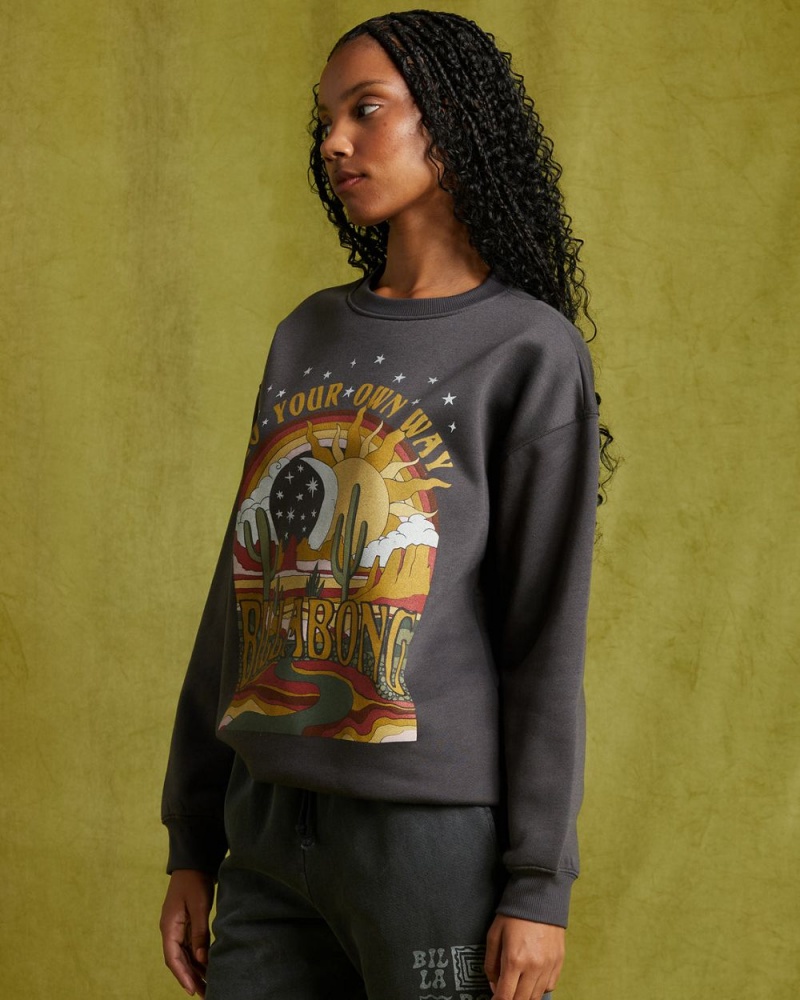 Off Black Women's Billabong Go Your Own Way Sweatshirt | 152496FQN