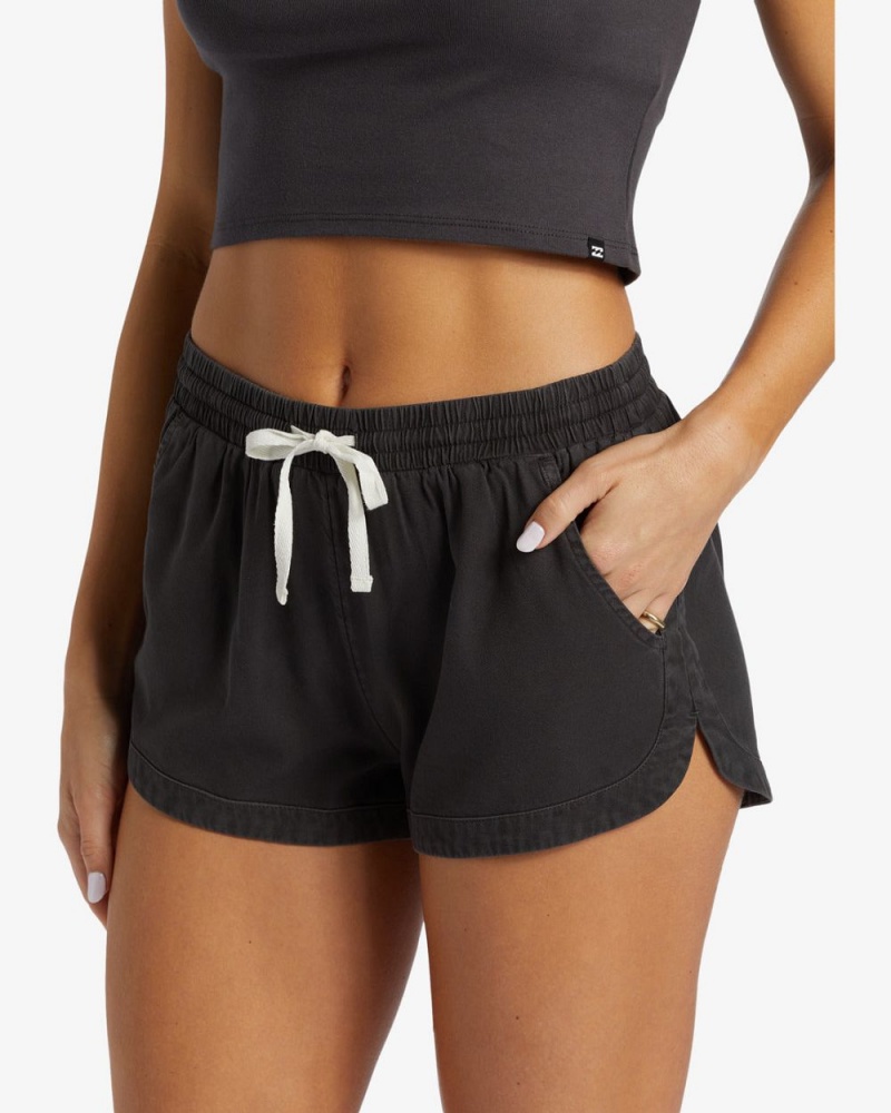 Off Black Women's Billabong Road Trippin Elastic Waist Shorts | 416072UJT