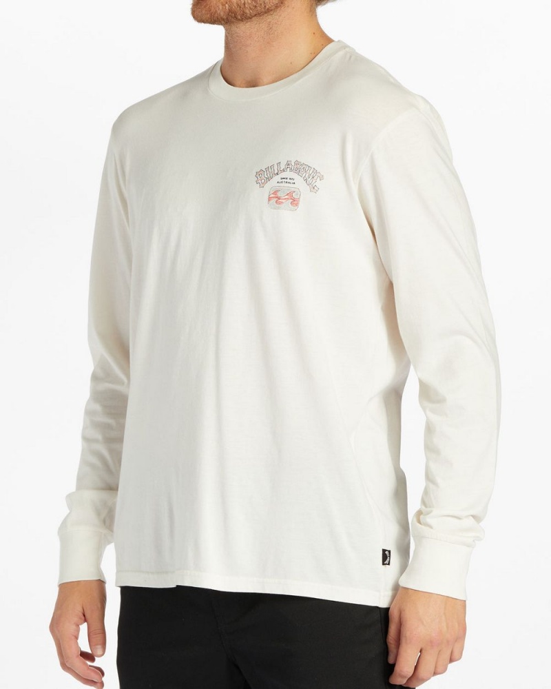 Off White Men's Billabong Theme Arch Long Sleeve Wave Washed T-Shirt | 972536KQH