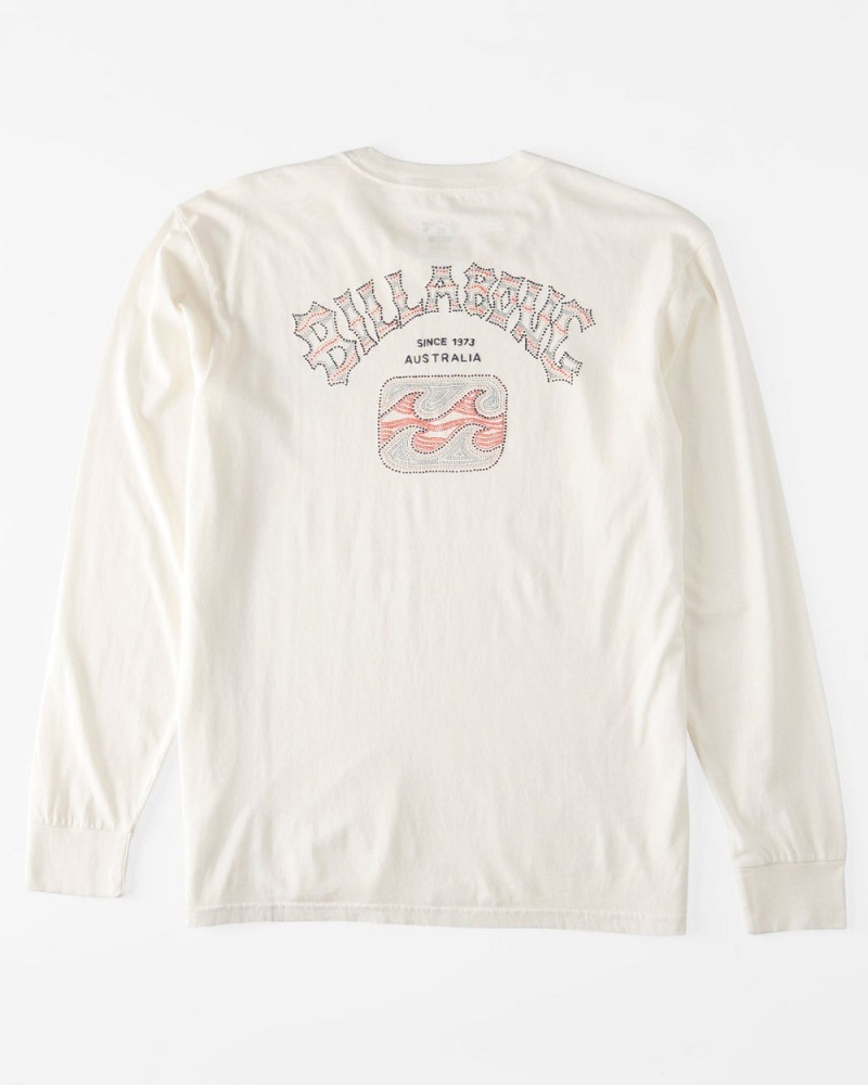 Off White Men's Billabong Theme Arch Long Sleeve Wave Washed T-Shirt | 972536KQH