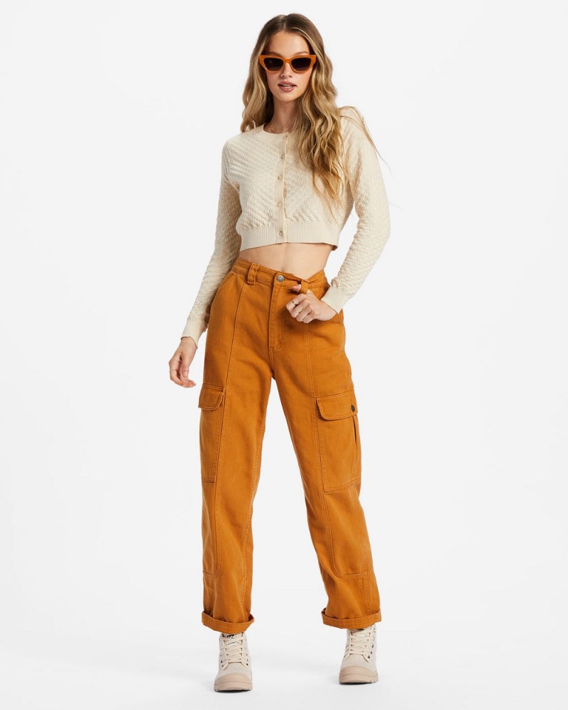 Olive Women's Billabong Wall To Wall Denim Cargo Pants | 350918QYL