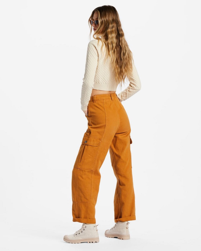 Olive Women's Billabong Wall To Wall Denim Cargo Pants | 350918QYL