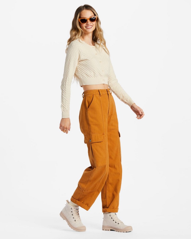 Olive Women's Billabong Wall To Wall Denim Cargo Pants | 350918QYL