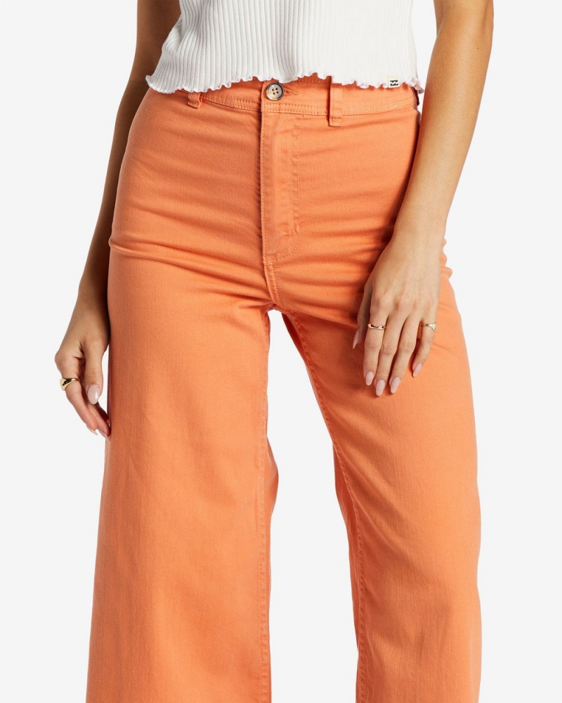 Orange Kiss Women's Billabong Free Fall High-Waist Pants | 148530IKC