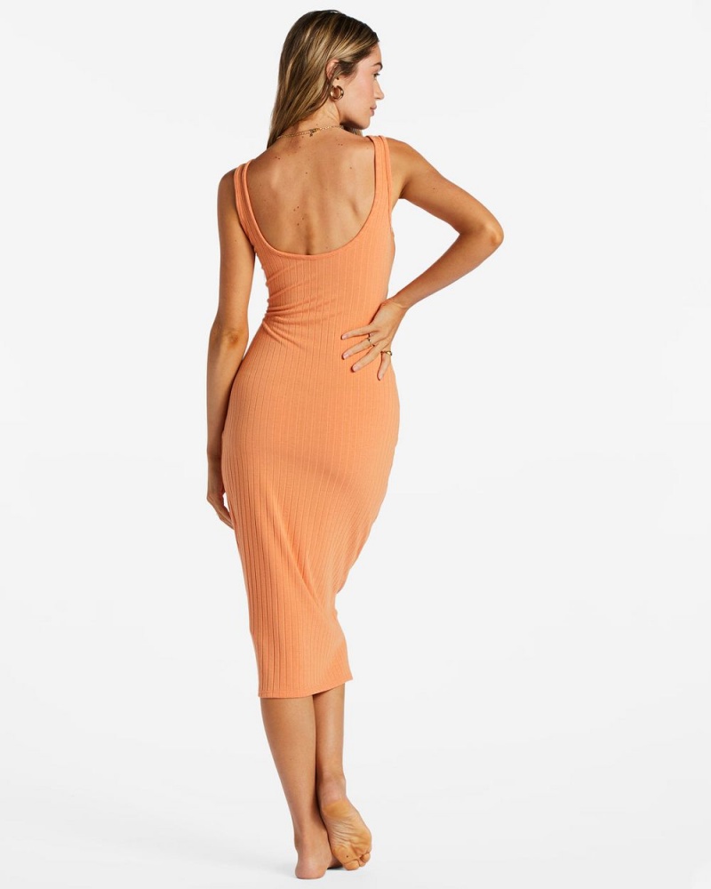 Orange Kiss Women's Billabong Sunset Kiss Midi Dress | 205614WDV