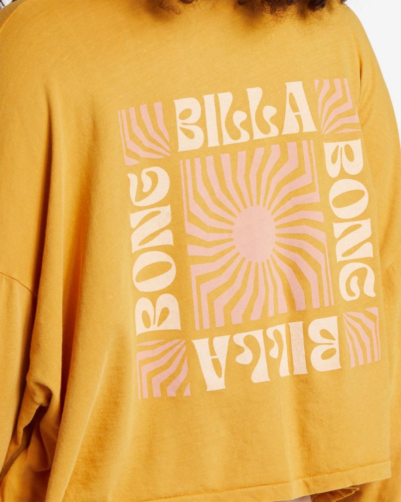 Orange Women's Billabong Beach Boyfriend Long Sleeve Crop Top | 940175KBR