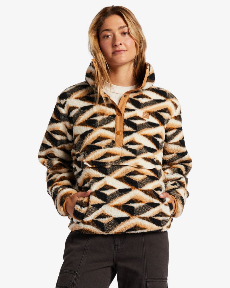 Orange Women's Billabong Switchback Mock Neck Fleece Sweatshirt | 037842VFK