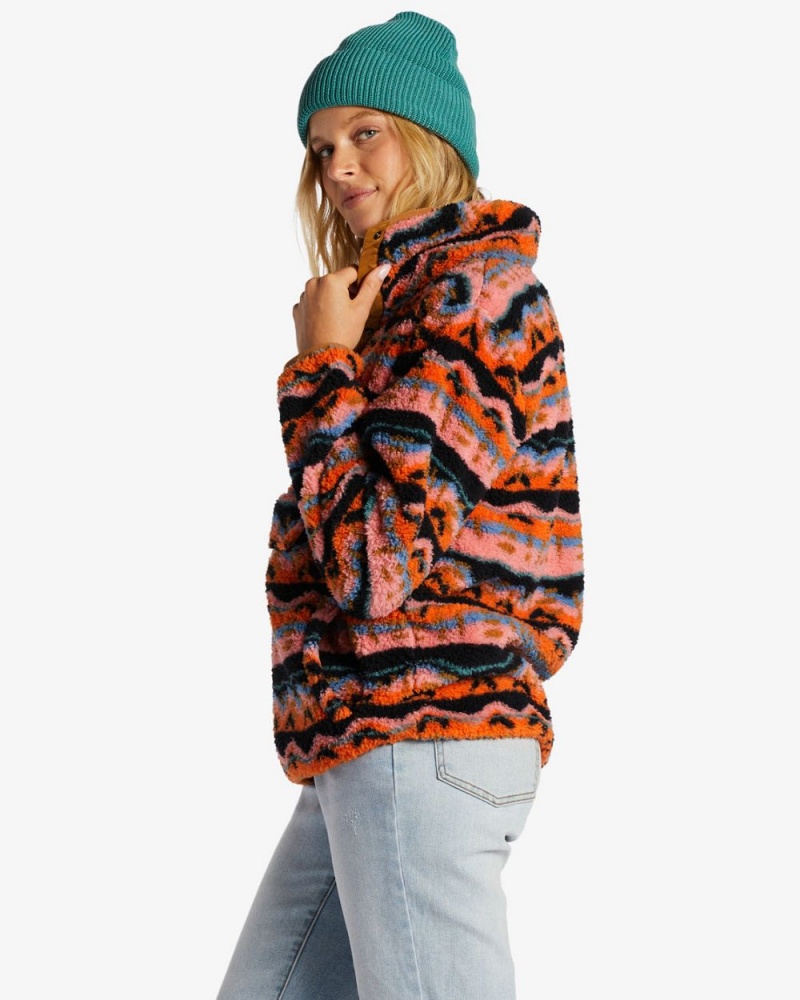 Orange Women's Billabong Switchback Mock Neck Fleece Sweatshirt | 234580EMX