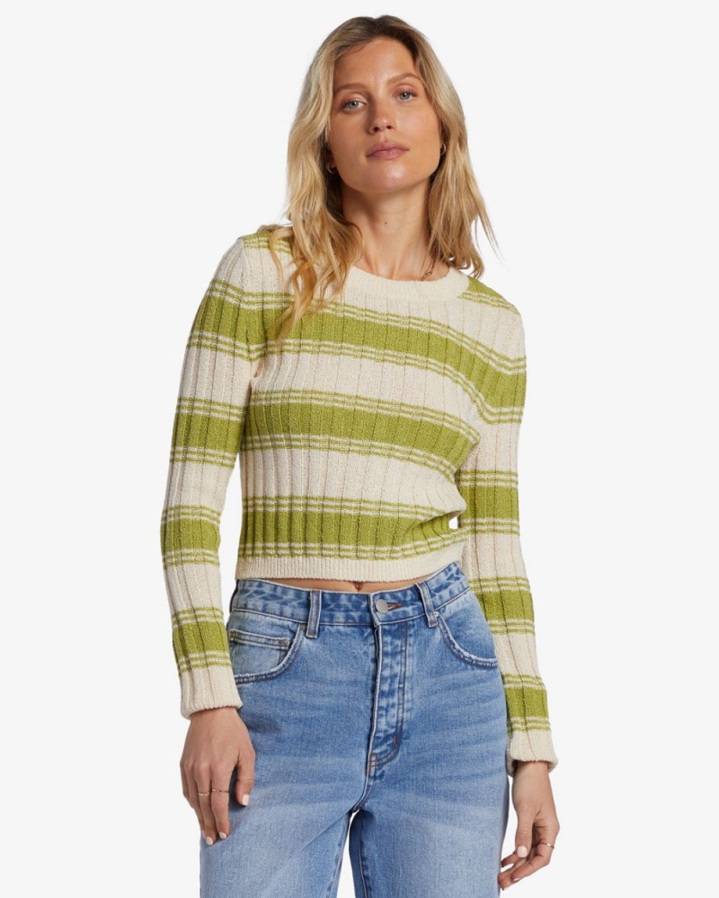 Palm Green Women's Billabong Clare Crew Neck Sweater | 089341PAN