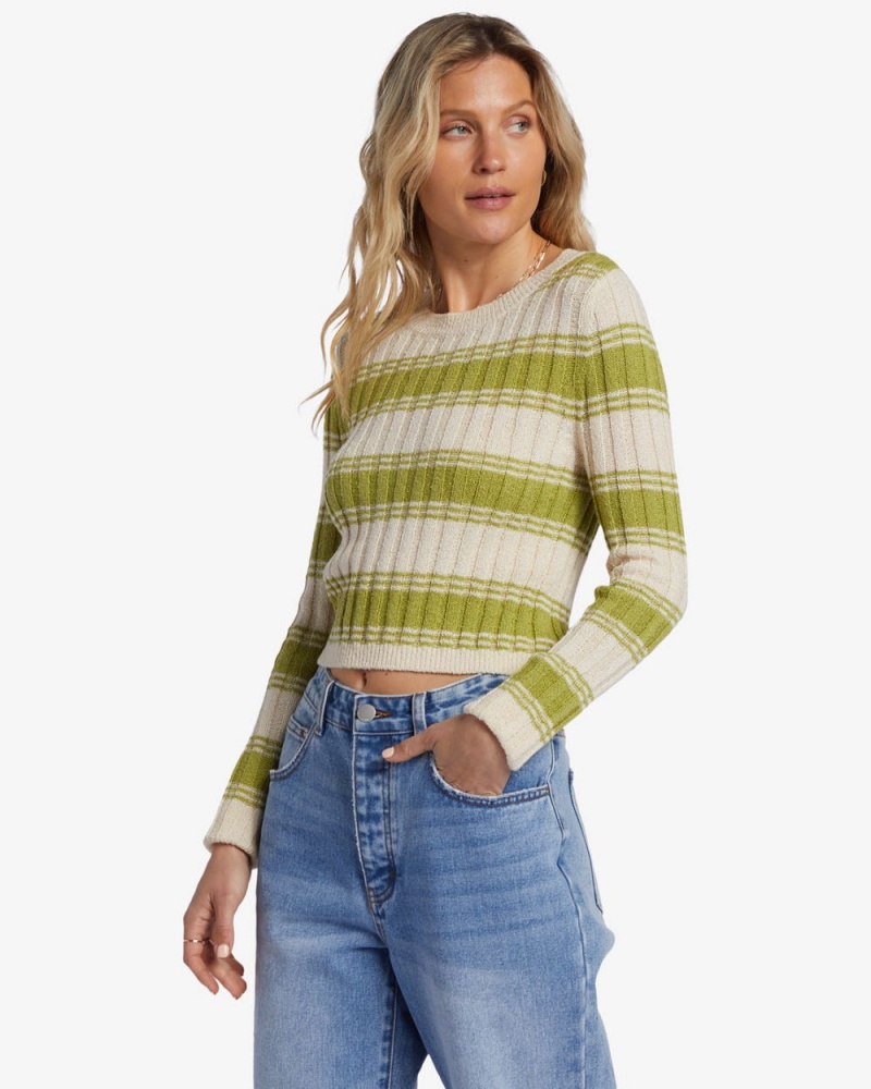 Palm Green Women's Billabong Clare Crew Neck Sweater | 089341PAN