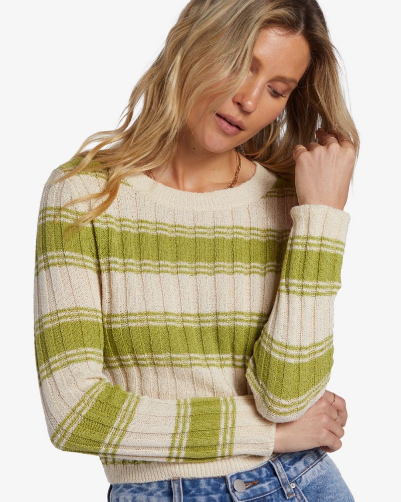 Palm Green Women's Billabong Clare Crew Neck Sweater | 089341PAN